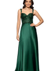"Janelle" Satin and Sequin A-Line Floor Length Dress