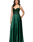 "Janelle" Satin and Sequin A-Line Floor Length Dress