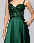 "Janelle" Satin and Sequin A-Line Floor Length Dress