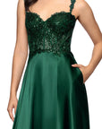 "Janelle" Satin and Sequin A-Line Floor Length Dress