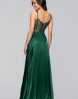 "Janelle" Satin and Sequin A-Line Floor Length Dress