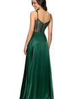 "Janelle" Satin and Sequin A-Line Floor Length Dress
