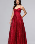 "Carli" Gliiter Mesh Sweetheart Floor Length Dress
