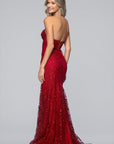 "Blake" Glitter Mesh Strapless Cutout Floor Length Dress