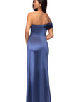 "Hadley" Satin Off The Shoulder Floor Length Dress
