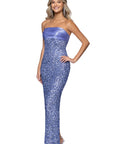 "Logan" Sequin Strapless Satin Floor Length Dress
