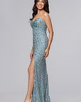 "Izzy" Sequin Drape Floor Length Dress