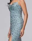 "Izzy" Sequin Drape Floor Length Dress