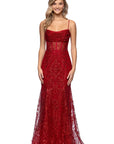 "Diana" Glitter Mesh Cowl Neck Floor Length Dress