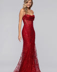 "Diana" Glitter Mesh Cowl Neck Floor Length Dress