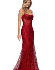 "Diana" Glitter Mesh Cowl Neck Floor Length Dress