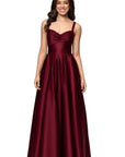 "Kimberly" Satin Lace-Up Floor Length Dress