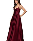 "Kimberly" Satin Lace-Up Floor Length Dress