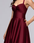 "Kimberly" Satin Lace-Up Floor Length Dress