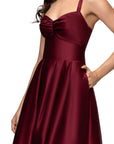 "Kimberly" Satin Lace-Up Floor Length Dress