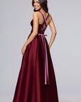 "Kimberly" Satin Lace-Up Floor Length Dress
