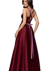 "Kimberly" Satin Lace-Up Floor Length Dress
