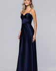"Jordan" Satin Tie Back Floor Length Dress