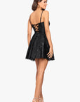 "Mandy" Short Glitter Notch Party Dress