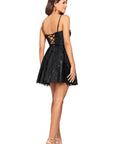 "Mandy" Short Glitter Notch Party Dress
