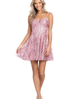 "Mandy" Short Glitter Notch Party Dress