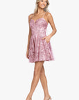 "Mandy" Short Glitter Notch Party Dress