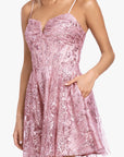 "Mandy" Short Glitter Notch Party Dress