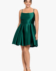 Plus "Sasha" Lamour Satin Spaghetti Tie Dress