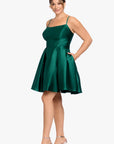 Plus "Sasha" Lamour Satin Spaghetti Tie Dress