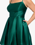 Plus "Sasha" Lamour Satin Spaghetti Tie Dress
