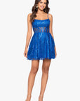 "Caroline" Short Glitter Mesh Tie Back Dress
