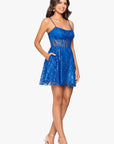 "Caroline" Short Glitter Mesh Tie Back Dress