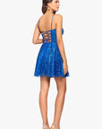"Caroline" Short Glitter Mesh Tie Back Dress