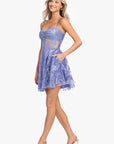 "Gloria" Short Glitter Party Tieback Dress