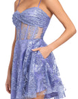 "Gloria" Short Glitter Party Tieback Dress
