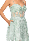 "Gloria" Short Glitter Party Tieback Dress