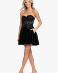 "Knox" Short Velvet Party Applique Dress