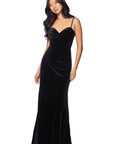 "Tosha" Long Velvet Corset Drape Dress