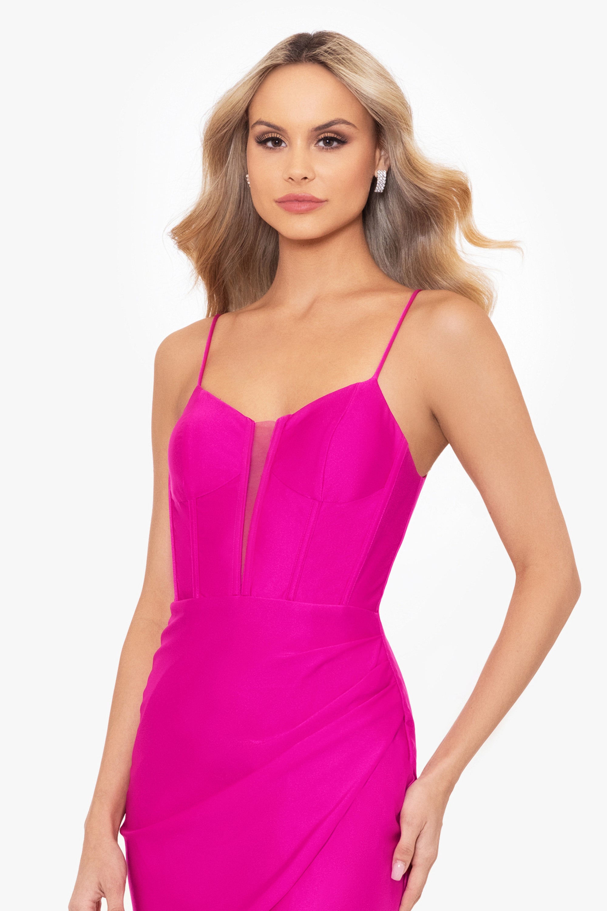 "Kai" Short Satin Illusion Neck Dress