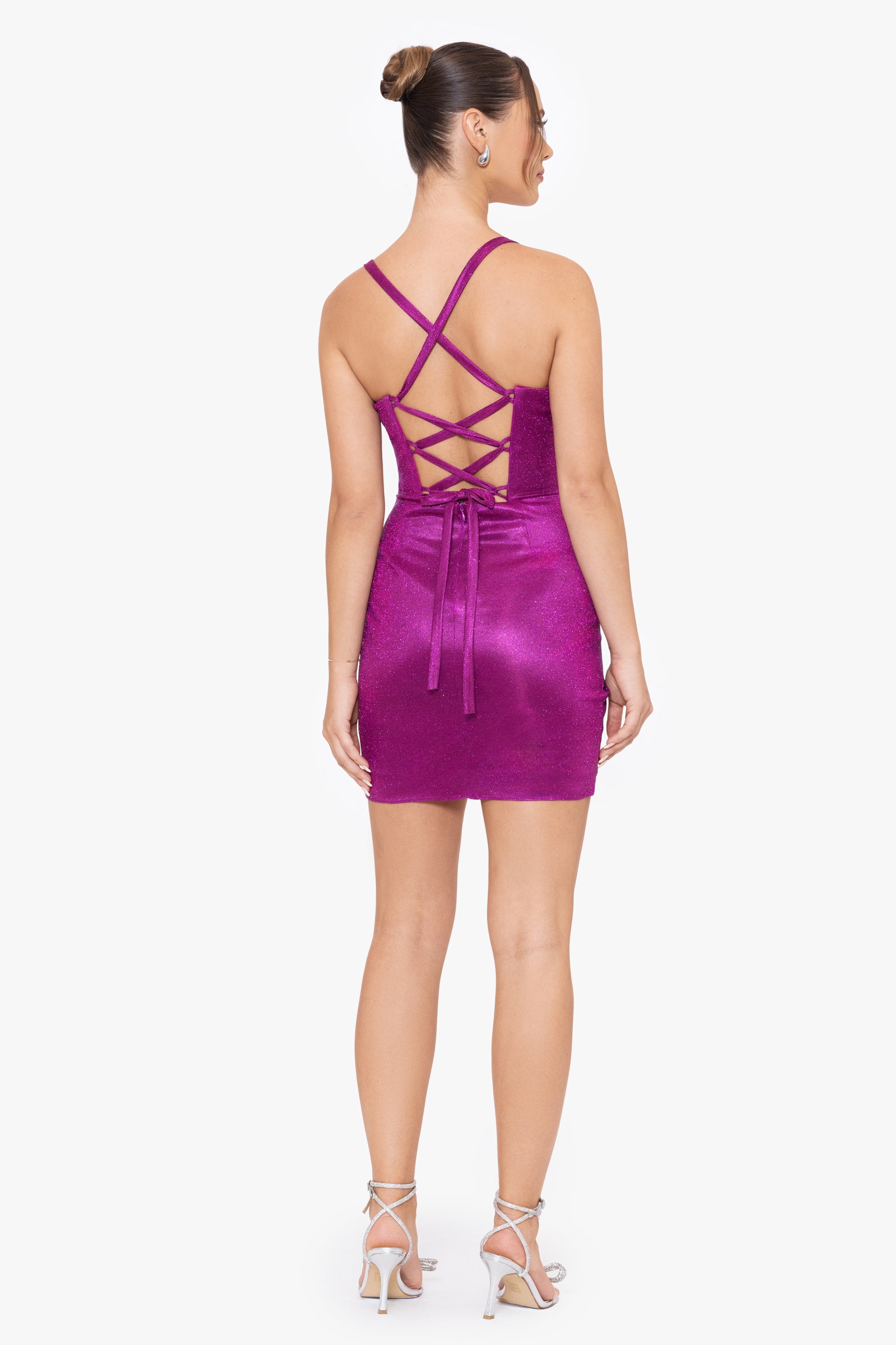 "Marley" Short Metallic Tie Back Dress