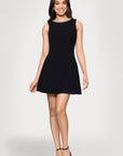 "Amaya" Scuba Crepe Heart Rhinestone Embellished Cutout Short Dress