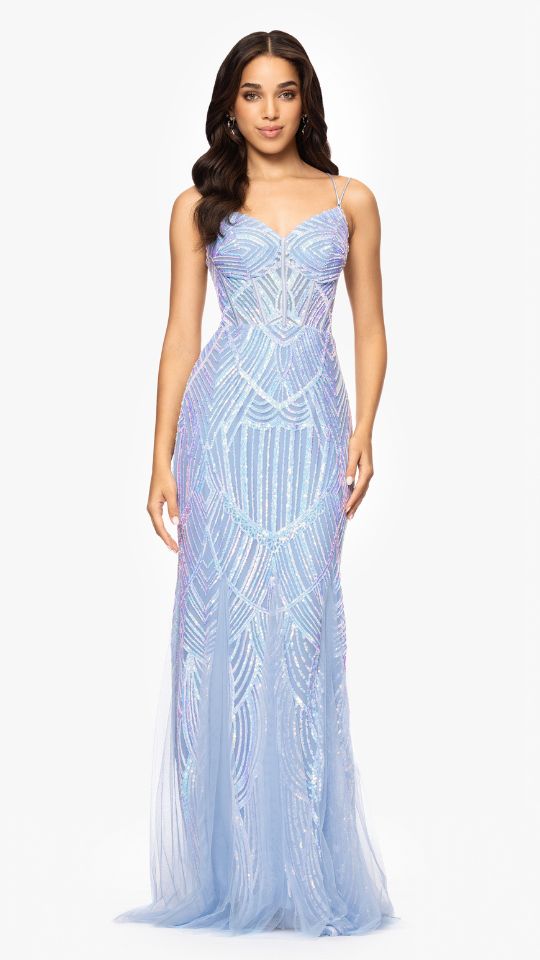 "Kailey" Sequin Corset Floor Length Dress