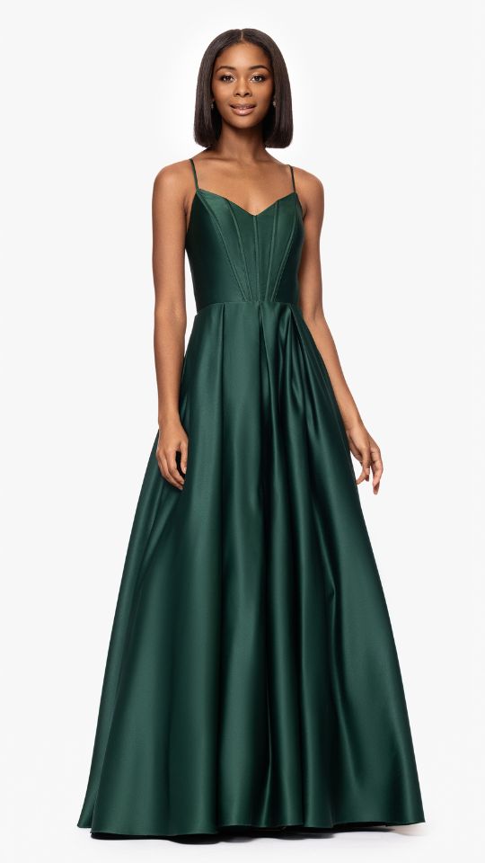 "Brianne" Satin Corset Floor Length Gown