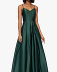 "Brianne" Satin Corset Floor Length Gown