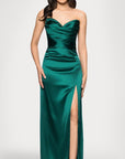 "Vicky" Long Strapless Satin Dress