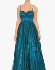 "Stella" Glitter Pinch Tie Back Ballgown