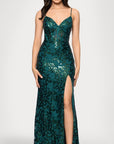 "Kelsey" Long Lace Boning Bodice Dress
