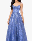 "Stella" Glitter Pinch Tie Back Ballgown