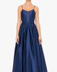 "Carol" Long Satin Mesh Insert Ballgown