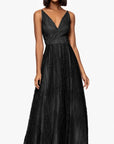 "Gianna" Glitter Mesh Tieback Floor Length Dress